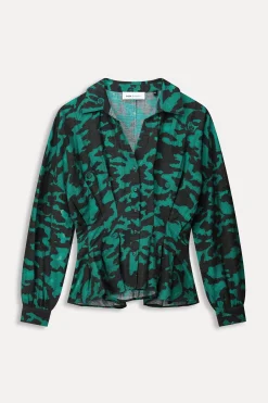 BLOUSE Camo Teal Green