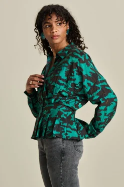 BLOUSE Camo Teal Green