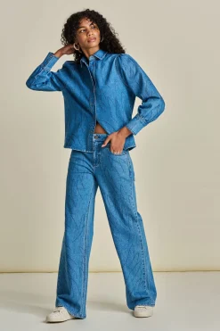 BLOUSE Denim Rhinestones