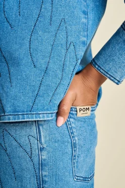 BLOUSE Denim Rhinestones