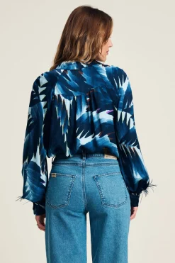 BLOUSE Feathers Blue