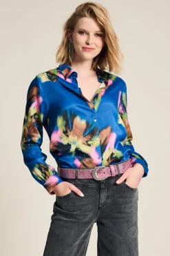 BLOUSE Mila Satin Butterfly Blue