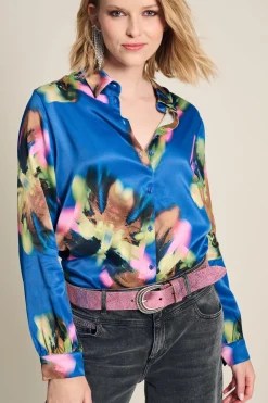 BLOUSE Mila Satin Butterfly Blue