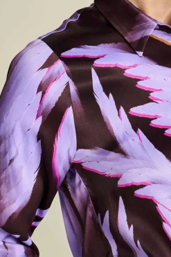 BLOUSE Mila Satin Feathers Brown