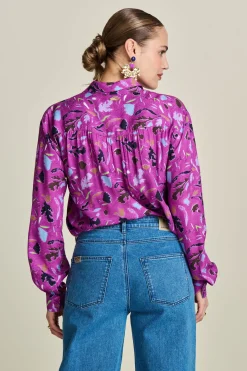 BLOUSE Milly Featherfest Cactus Pink