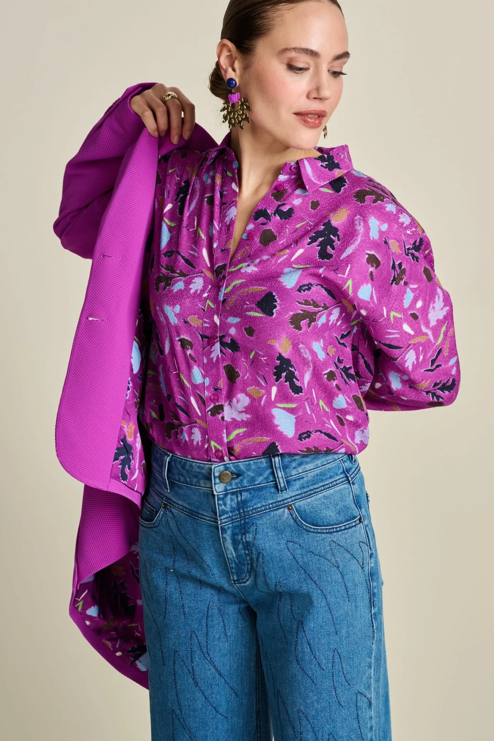 BLOUSE Milly Featherfest Cactus Pink