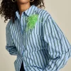 BLOUSE Striped Poplin Cloudy Blue