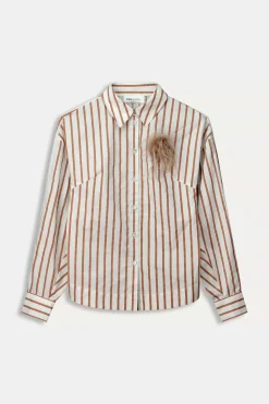 BLOUSE Striped Poplin White