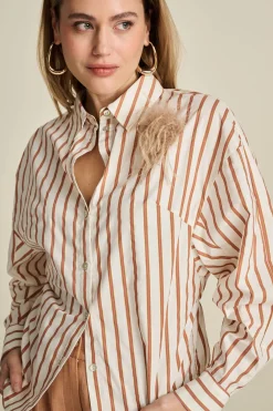 BLOUSE Striped Poplin White