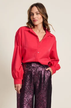 BLOUSE Violet Shimmer Vibrant Pink