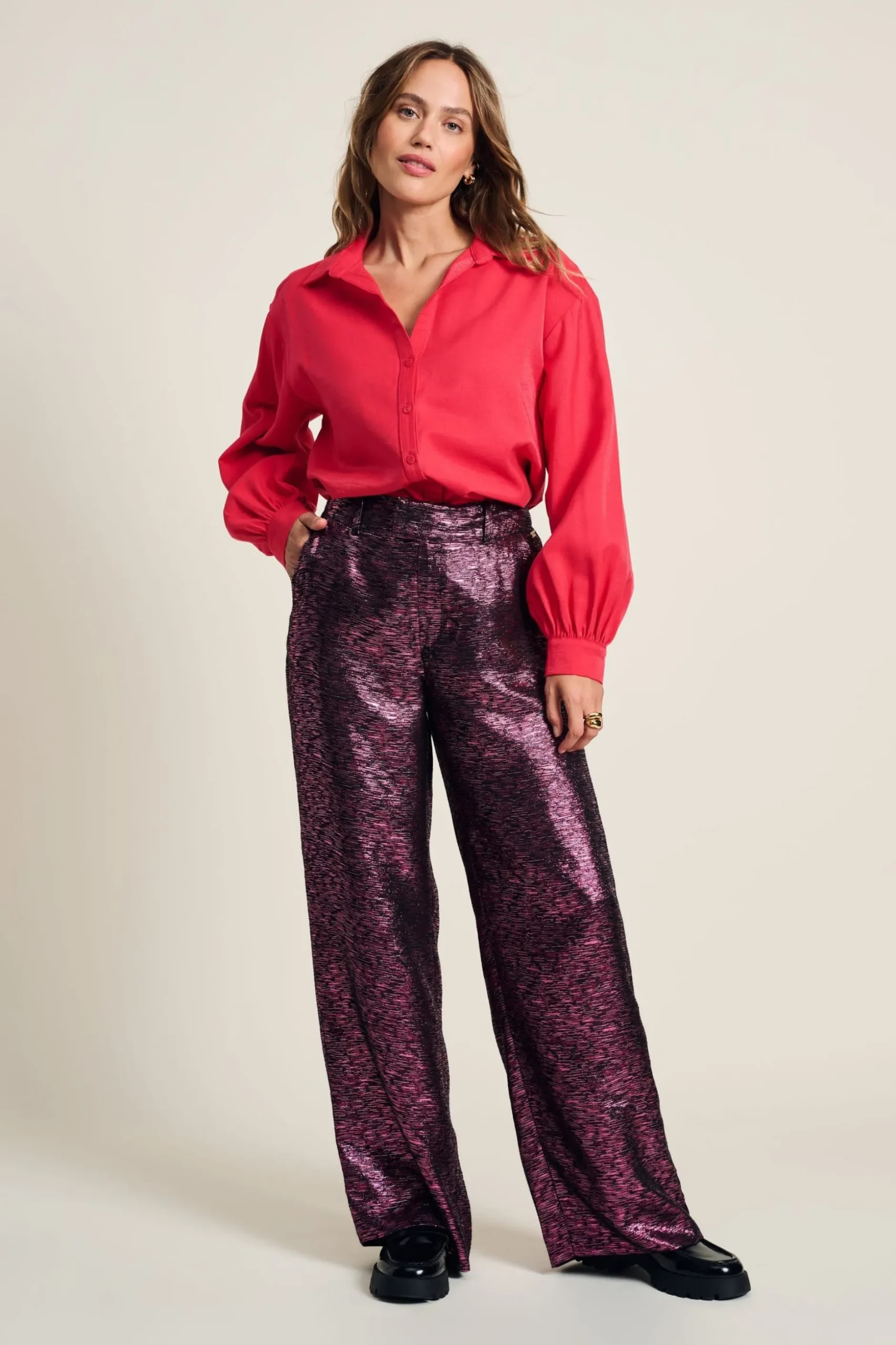 BLOUSE Violet Shimmer Vibrant Pink