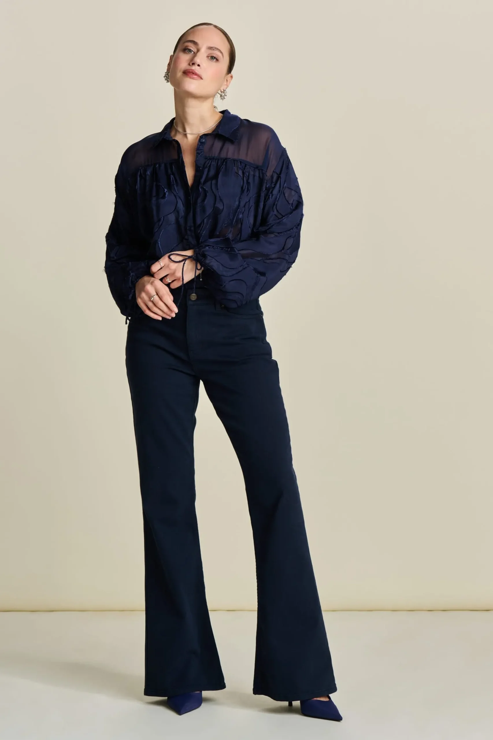 JEANS KATE Flare Washed Midnight Blue