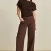 JEANS Wide Leg Washed Brown