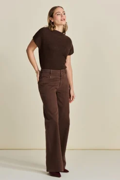 JEANS Wide Leg Washed Brown